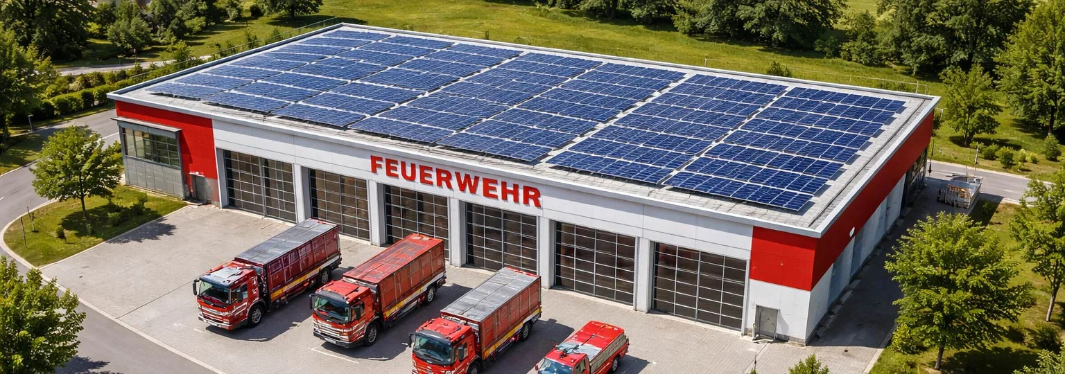 PV-Anlage auf dem Dach der Feuerwehr